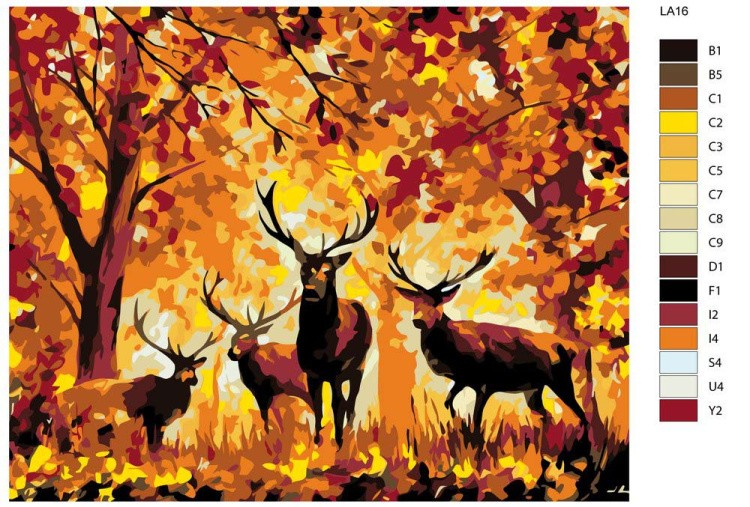 Картина по номерам «Олени в осеннем лесу» — картинка 2