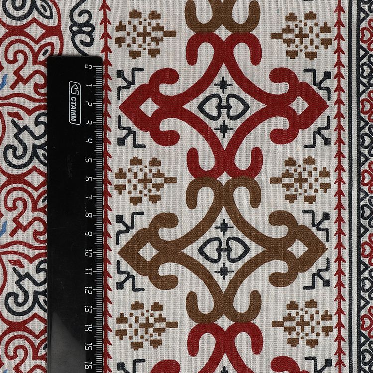 Ткань льняная, 3 м x 150 см, 140 г/м², цвет: белый, орнамент, TBY — картинка 5