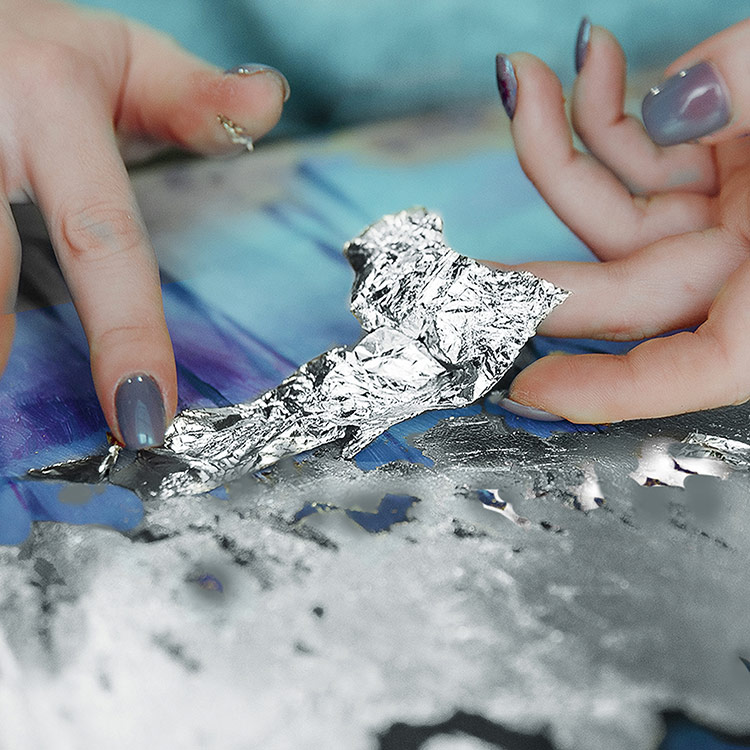 Картина по номерам с поталью платина «Белые цветы» — картинка 3