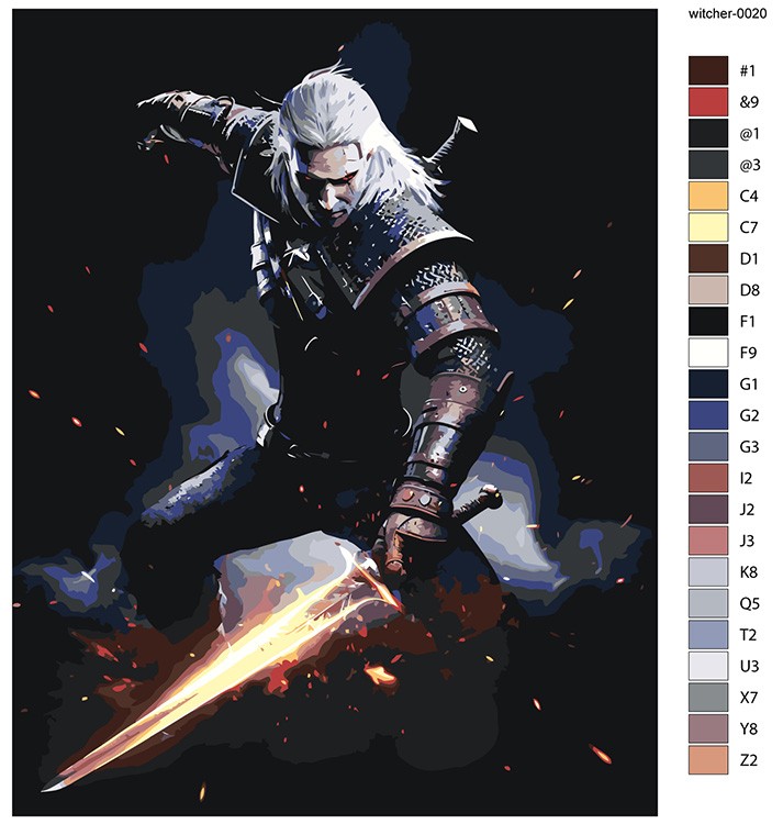 Картина по номерам «Ведьмак 3 Witcher фэнтези: Геральт 2» — картинка 2