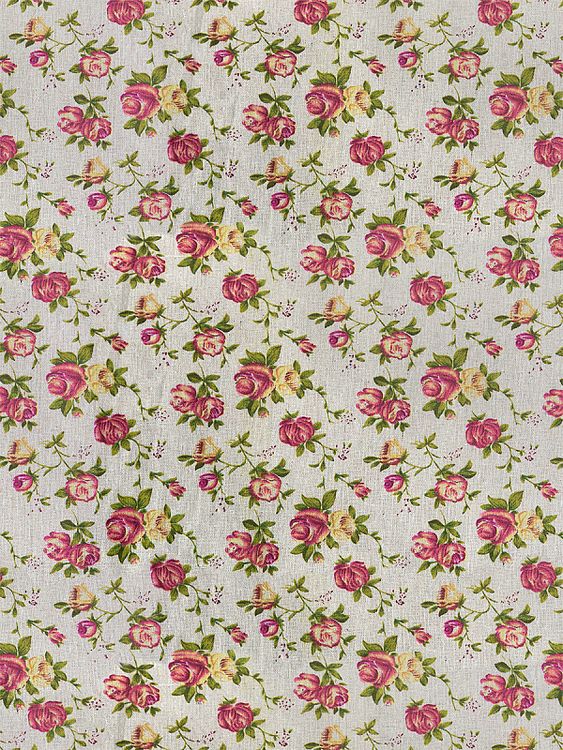 Ткань льняная, 1 м x 150 см, 140 г/м², цвет: серый, цветочный принт, TBY — картинка 4