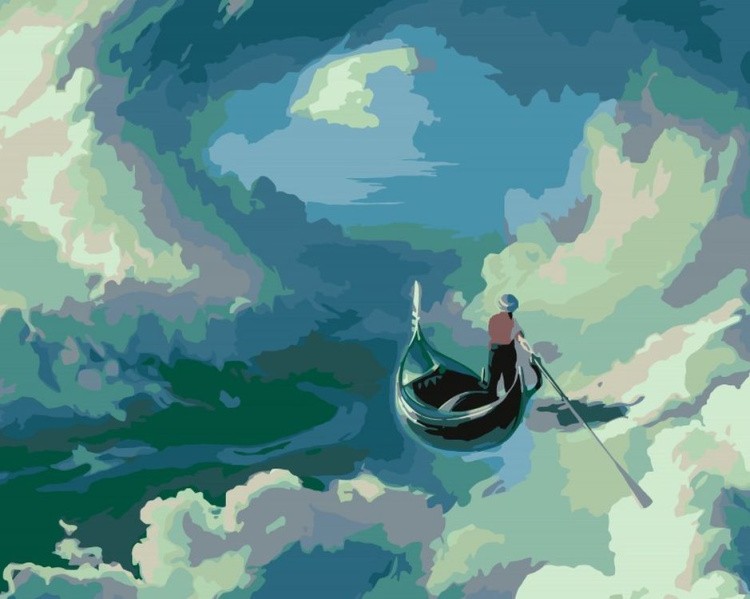 Картина по номерам «Лодка в облаках»