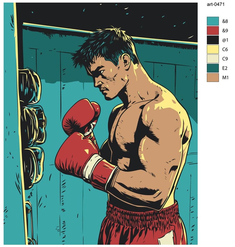 Картина по номерам «Спорт бокс: тренировка боксера арт» — картинка 2