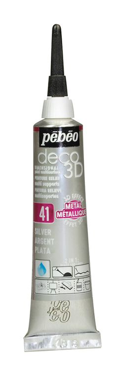 Краска акриловая Pebeo контур deco3D №1, цвет: под серебро металлик, 20 мл