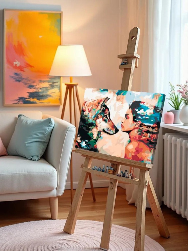 Картина по номерам «Девушка и волк» — картинка 9