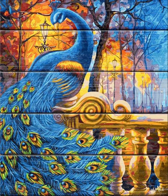 Картина по номерам по дереву Dali «Сказочный павлин»