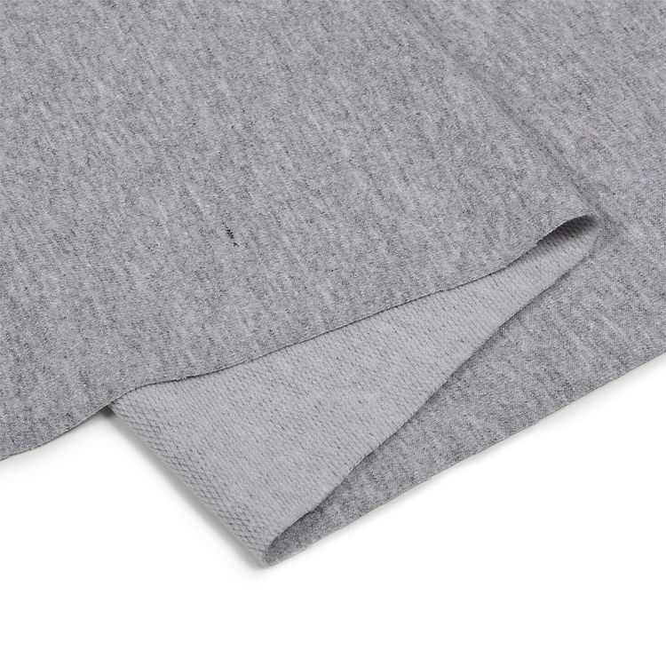 Ткань трикотаж Футер 2х нитка, петля с лайкрой, 10 м x 180 см, 240 г/м², цвет: серый меланж, TBY — картинка 4