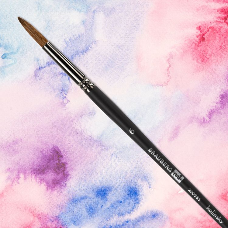 Кисть художественная профессиональная Art Classic, колонок, круглая, № 6, короткая ручка, Brauberg — картинка 5