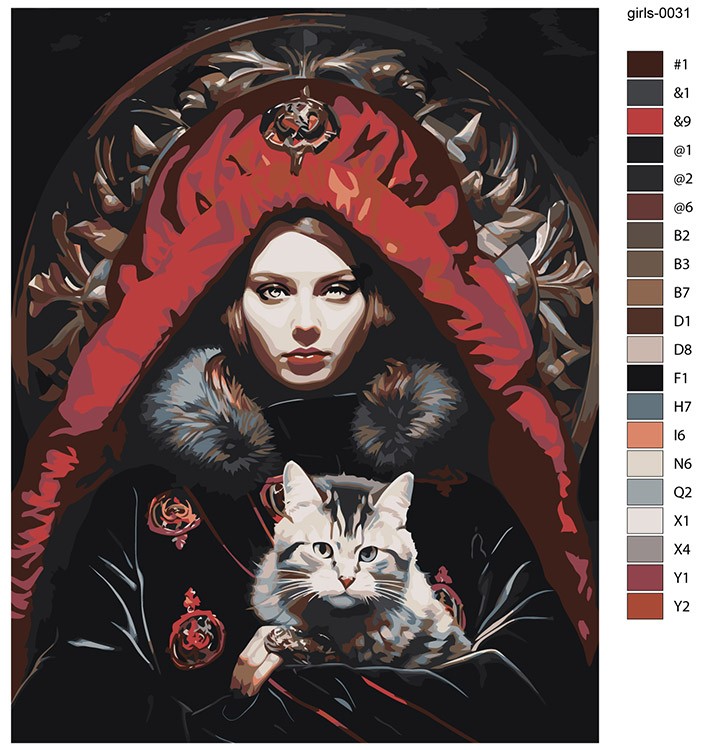 Картина по номерам «Девушка-правитель с котом» — картинка 2