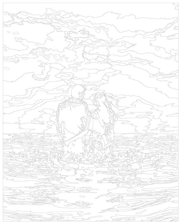 Картина по номерам «Море: Влюбленная пара в воде» — картинка 3