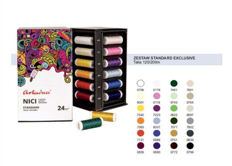 Набор ниток Talia 120/200м «Эксклюзивный», 24 цвета, Ariadna — картинка 3