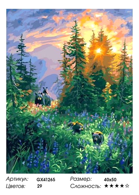 Картина по номерам «Медведи в лесу» — картинка 2