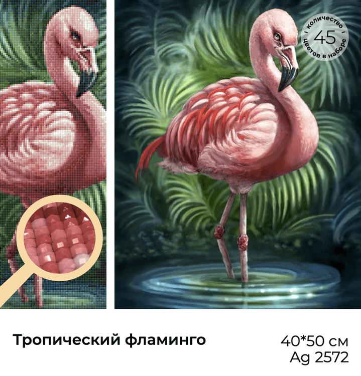 Алмазная вышивка «Тропический фламинго» — картинка 3