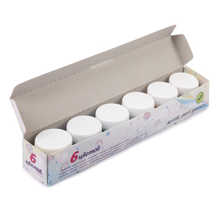 Набор красок акриловых с перламутром №1, 6 цв. по 15 мл, Аква-колор — картинка 2