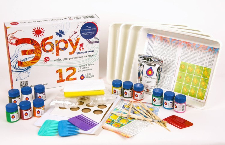Набор для эбру «Праздничный» 12 цветов, Эбру-Профи — картинка 2