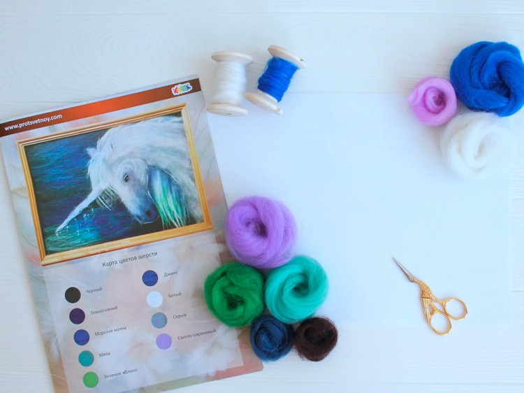 Картина шерстью «Единорог» — картинка 3