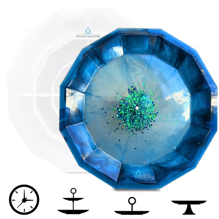 Силиконовый молд Epoxy Master заготовка для фруктовницы граненая, 27 см — картинка 2