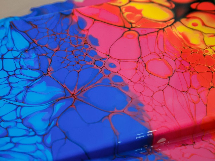 Набор для рисования жидким акрилом Флюид Арт №7 холст 30х30 (2шт.)+часы, Art Blong — картинка 2