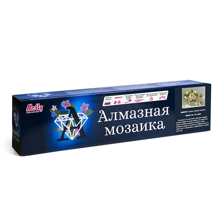 Алмазная вышивка «Бузин. Белые розочки» — картинка 2