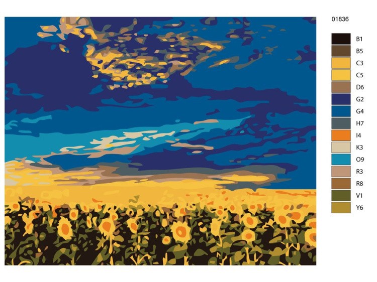 Картина по номерам «Поле подсолнухов» — картинка 2