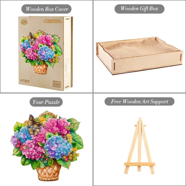 Деревянные пазлы «Корзина с Гортензиями L», Woodbests — картинка 5