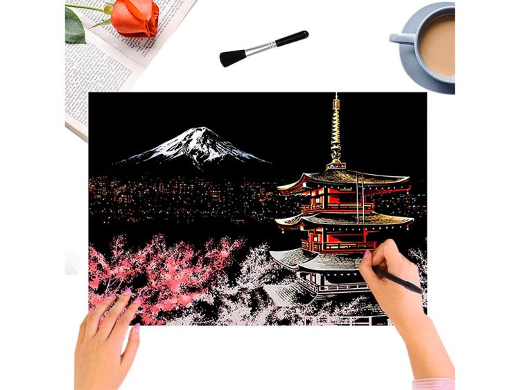 Скретч-картина «Cherry Blossoms» (цветная) — картинка 3