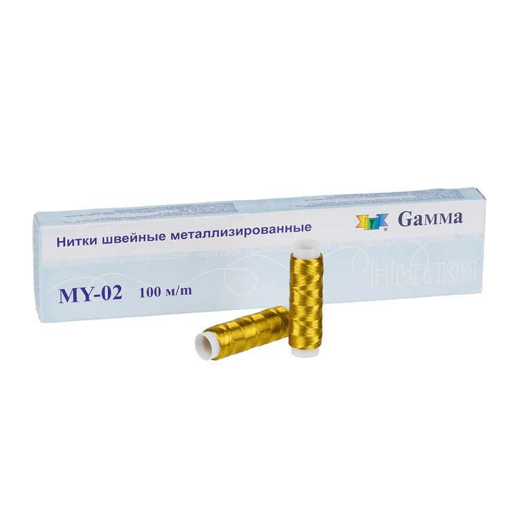 Нитки металлизированные, 100% полиэстер, 12 шт. по 100 м, цвет: под золото, Gamma — картинка 3