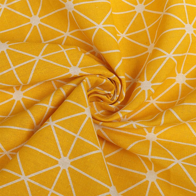 Ткань льняная, 1 м x 150 см, 140 г/м², цвет: желтый, геометрический принт, TBY — картинка 3