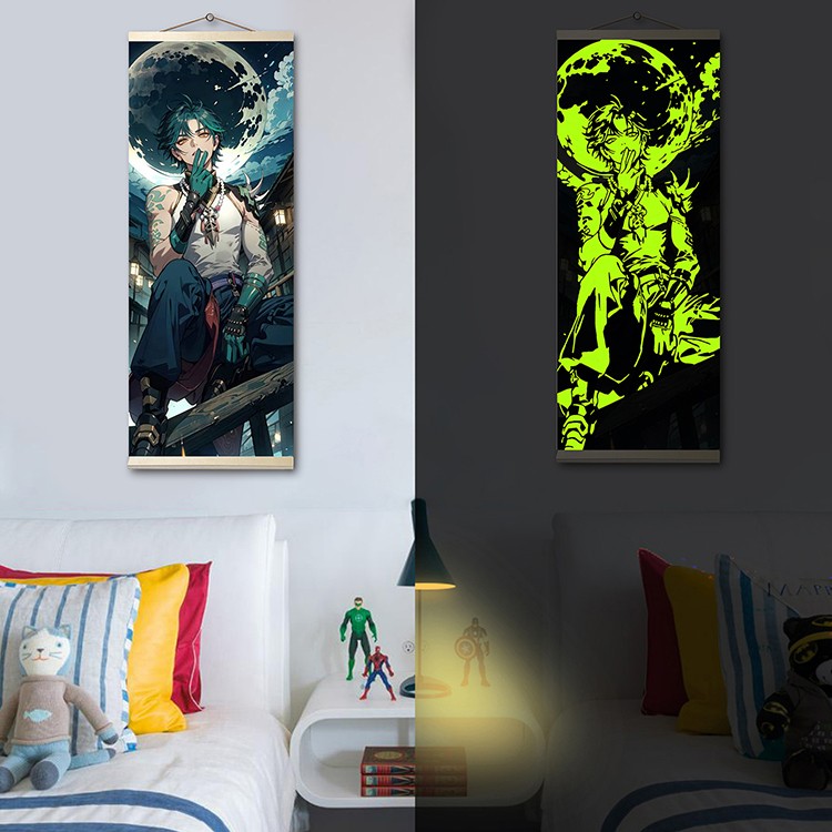 Картина по номерам со светящейся краской «Панно Геншин Сяо» — картинка 2