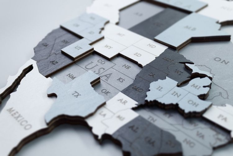 EWA Деревянная «Карта Мира» настенная, объемная 3 уровня, размер L (192x105 см), цвет: дымчатый — картинка 2