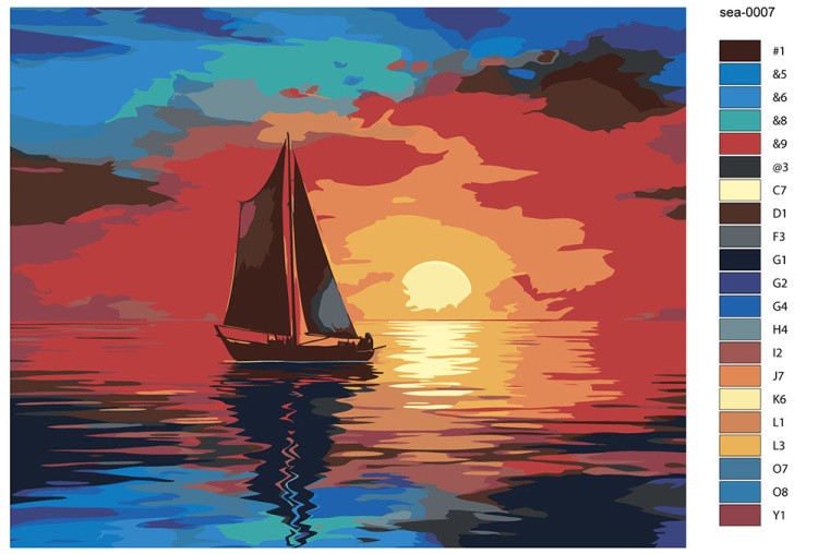 Картина по номерам «Море: Лодка на закате» — картинка 2