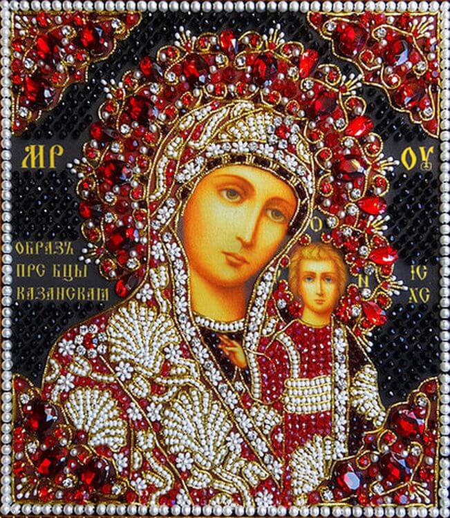 Набор вышивки хрустальными камнями «Казанская» (красная) — картинка 13