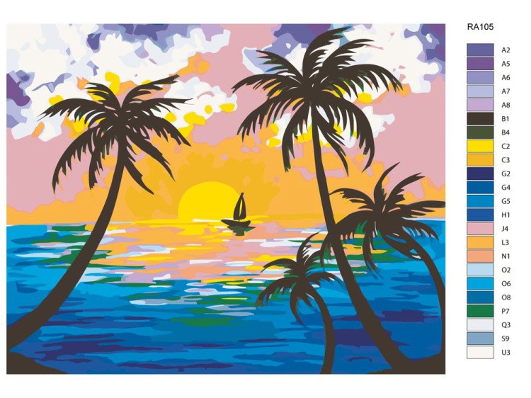 Картина по номерам «Закат на Карибах» — картинка 2