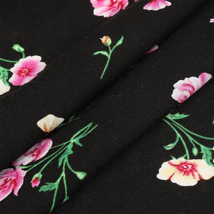 Ткань Штапель с рисунком, 5 м, ширина 145 см, 110 г/м2, цвет: с1 черный, TBY — картинка 3