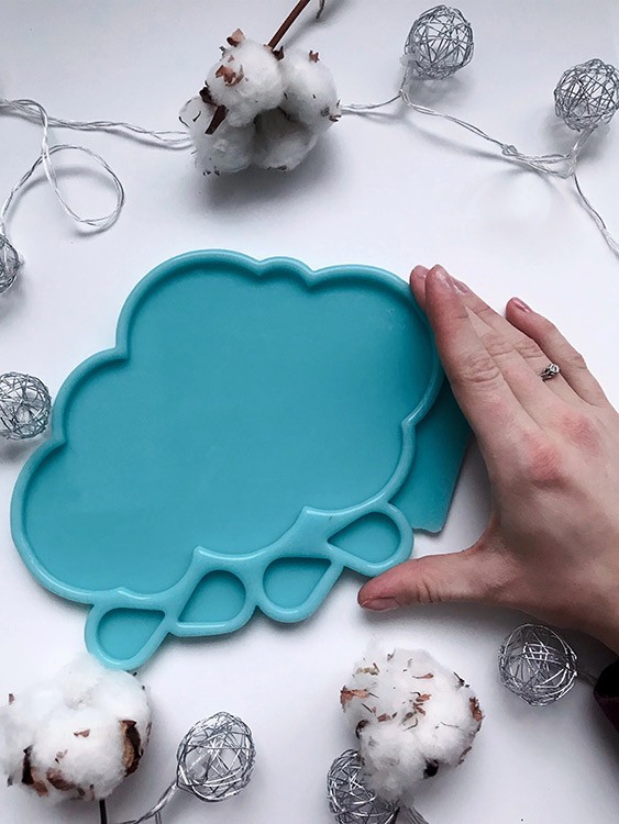 Силиконовая форма Облачко с каплями, модель №52 — картинка 3
