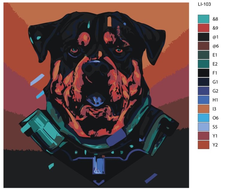 Картина по номерам «Ротвейлер в стиле киберпанк» — картинка 2