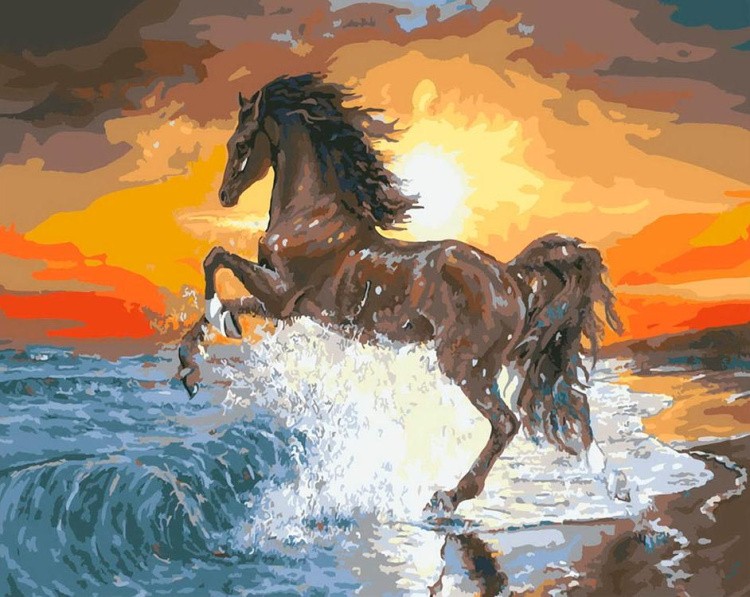Картина по номерам «Конь на закате»