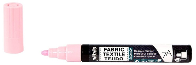 Маркер для темных и светлых тканей Pebeo 7A Opaque, 4 мм, перо круглое, пастельный розовый