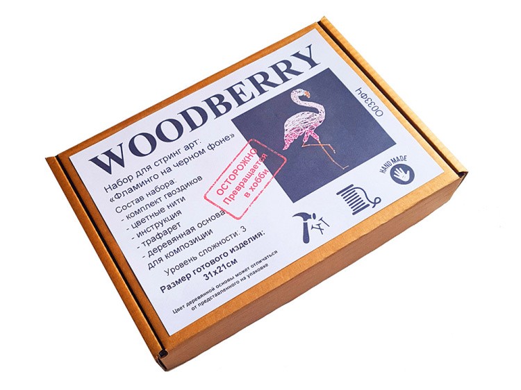 Набор для творчества STRING ART «Фламинго на черном фоне» — картинка 2