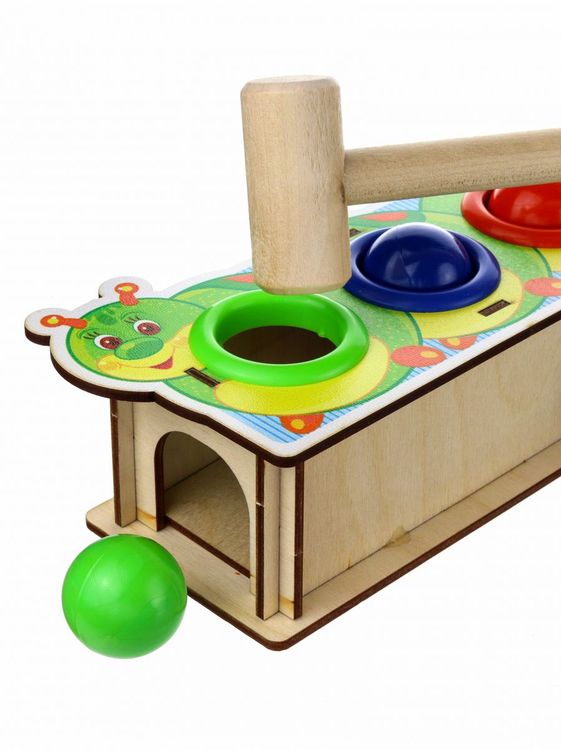 Стучалка цветная «Гусеница», 3 отверстия — картинка 5