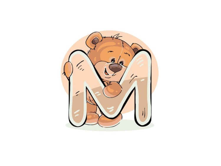 Картина по номерам «Алфавит с медвежонком. Буква M»