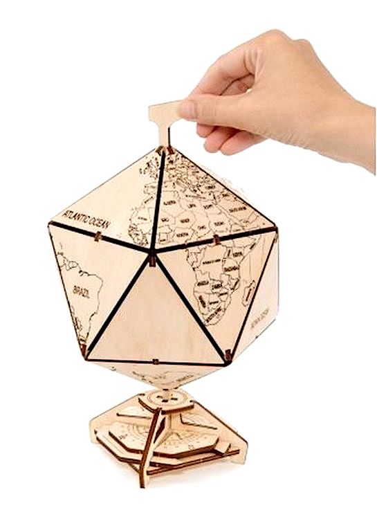 Конструктор деревянный 3D EWA «Глобус Икосаэдр с секретом», (шкатулка, сейф) — картинка 5