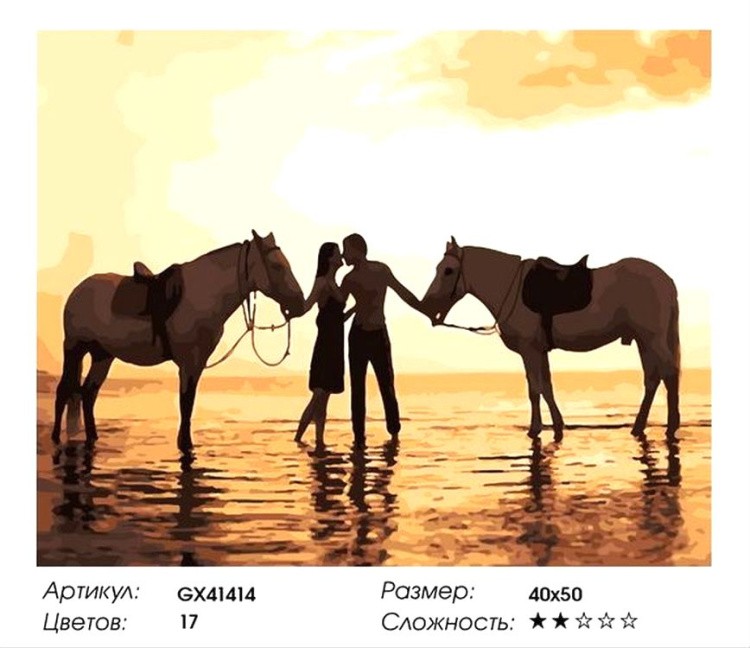 Картина по номерам «Пара с лошадьми» — картинка 2