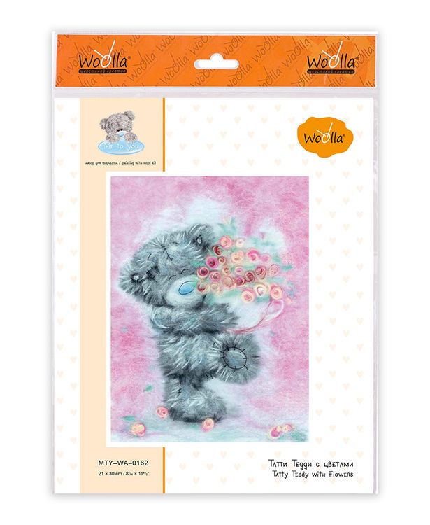 Картина шерстью «Татти Тедди с цветами» — картинка 3
