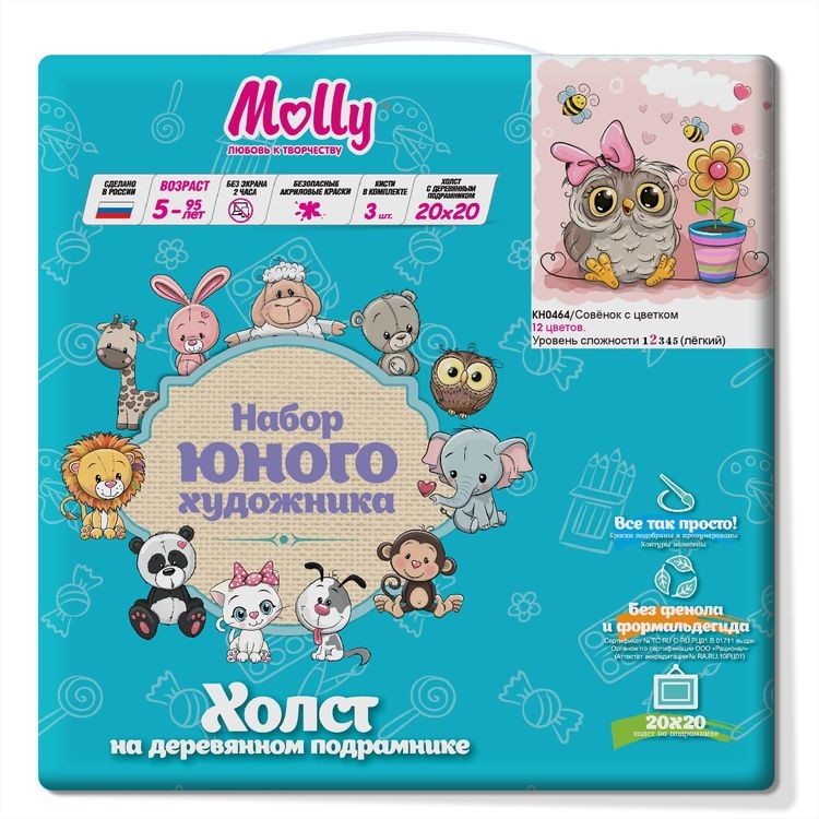 Картина по номерам «Совенок с цветком» — картинка 2