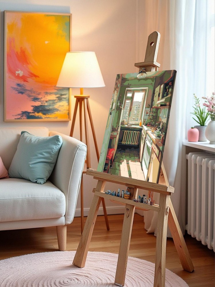 Картина по номерам Дома панельки родные эстетичная кухня — картинка 9