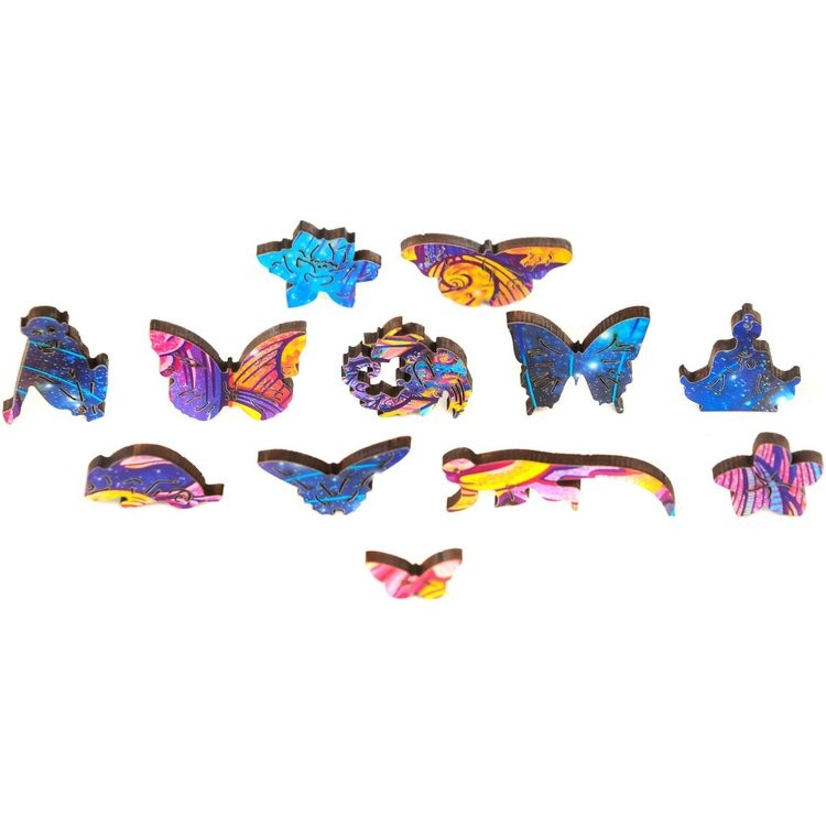 Деревянный пазл Unidragon «Межгалактическая бабочка», размер S (А5) — картинка 4