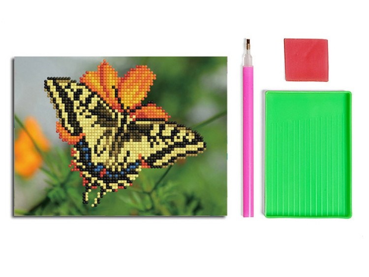 Алмазная вышивка «Бабочка на цветке» — картинка 2