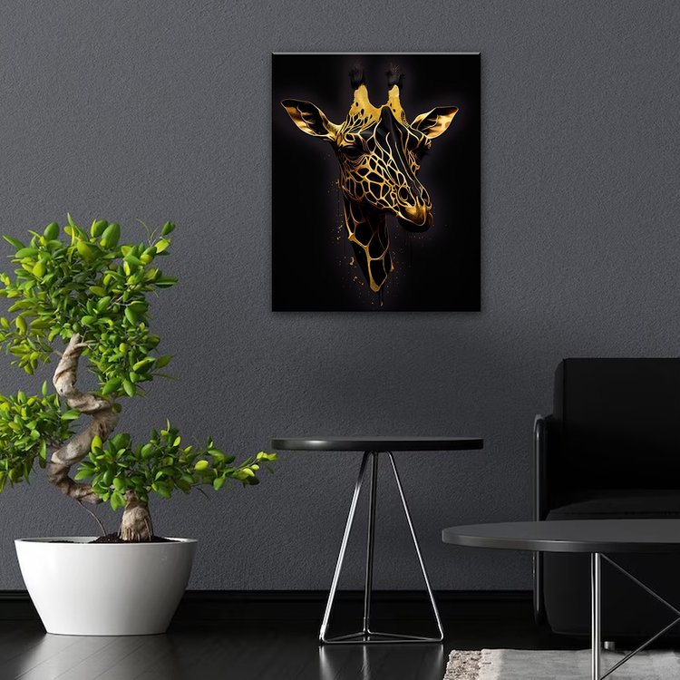 Картина по номерам с поталью «Черный холст Жираф арт» — картинка 7