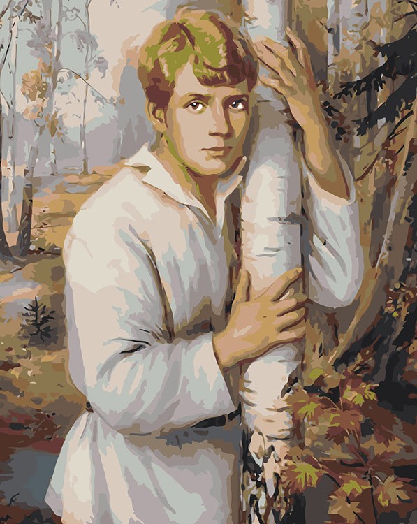 Картина по номерам «Поэт Сергей Есенин обнимает березку»